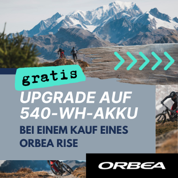 Kostenloses Upgrade auf einen 540 Wh-Akku beim Kauf ausgewählter Modelle des Orbea Rise.