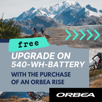 Free upgrade to 540 wh battery for selected Orbea Rise bikes.